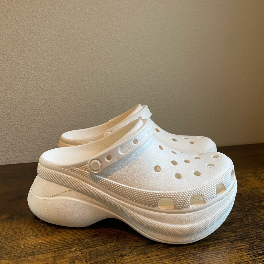 White Platform Crocs